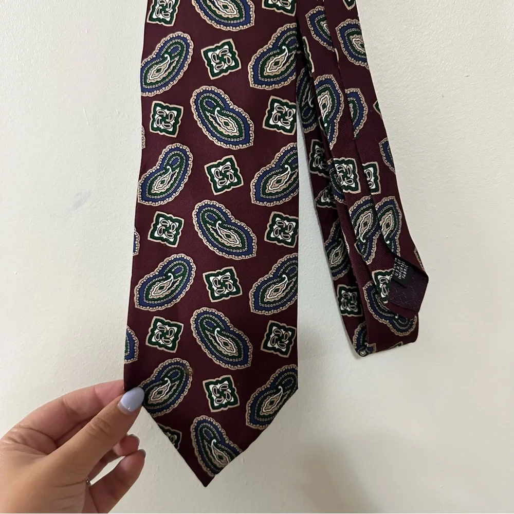 Christian Dior Monsieur Men’s Paisley Tie Made‎ In USA Maroon